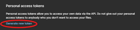 Personal access tokens → Generate new token