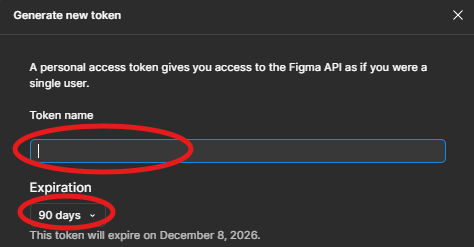 Token name and expiration